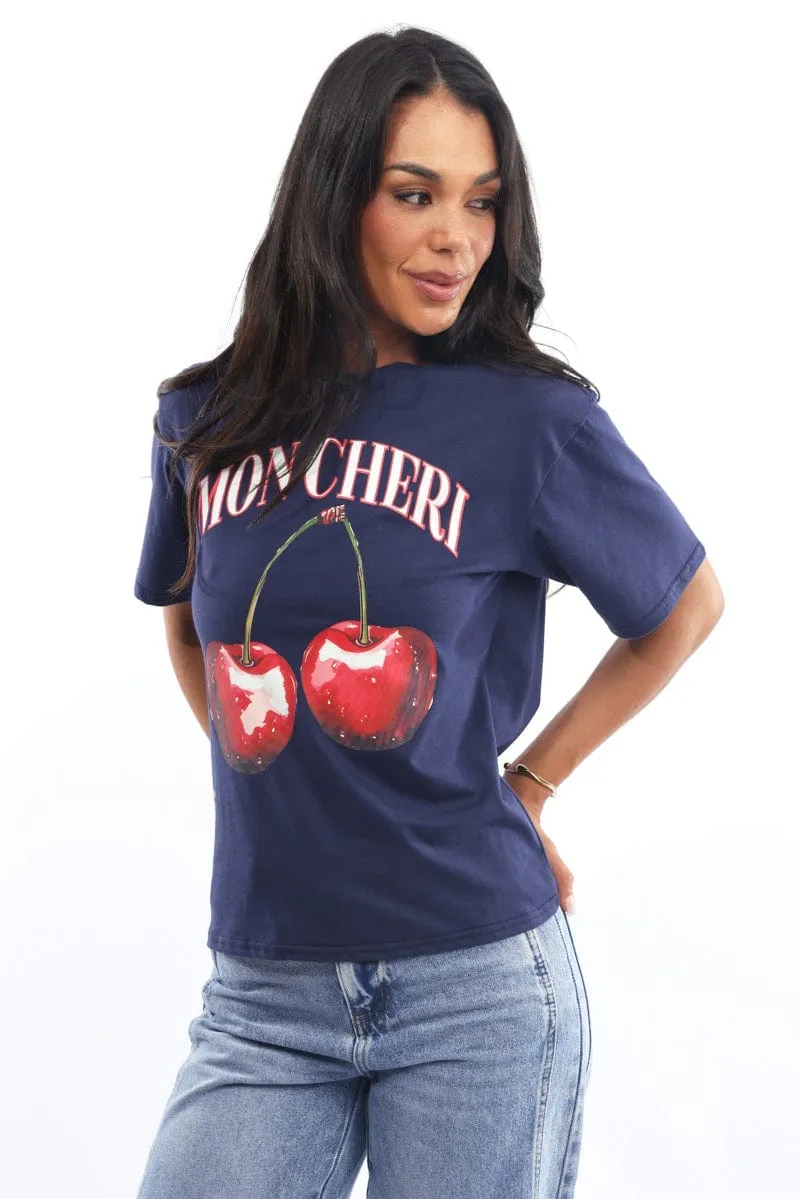 Blue Graphic Tee Short Sleeve sold by Ally Fashion