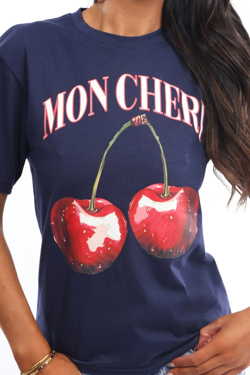 Blue Graphic Tee Short Sleeve sold by Ally Fashion product image thumbnail 5