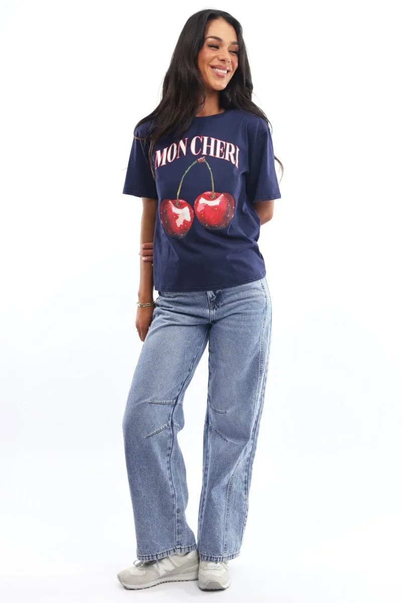 Blue Graphic Tee Short Sleeve sold by Ally Fashion product image thumbnail 2