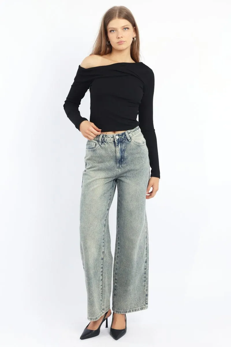 Denim Baggy Jeans Low Rise sold by Ally Fashion