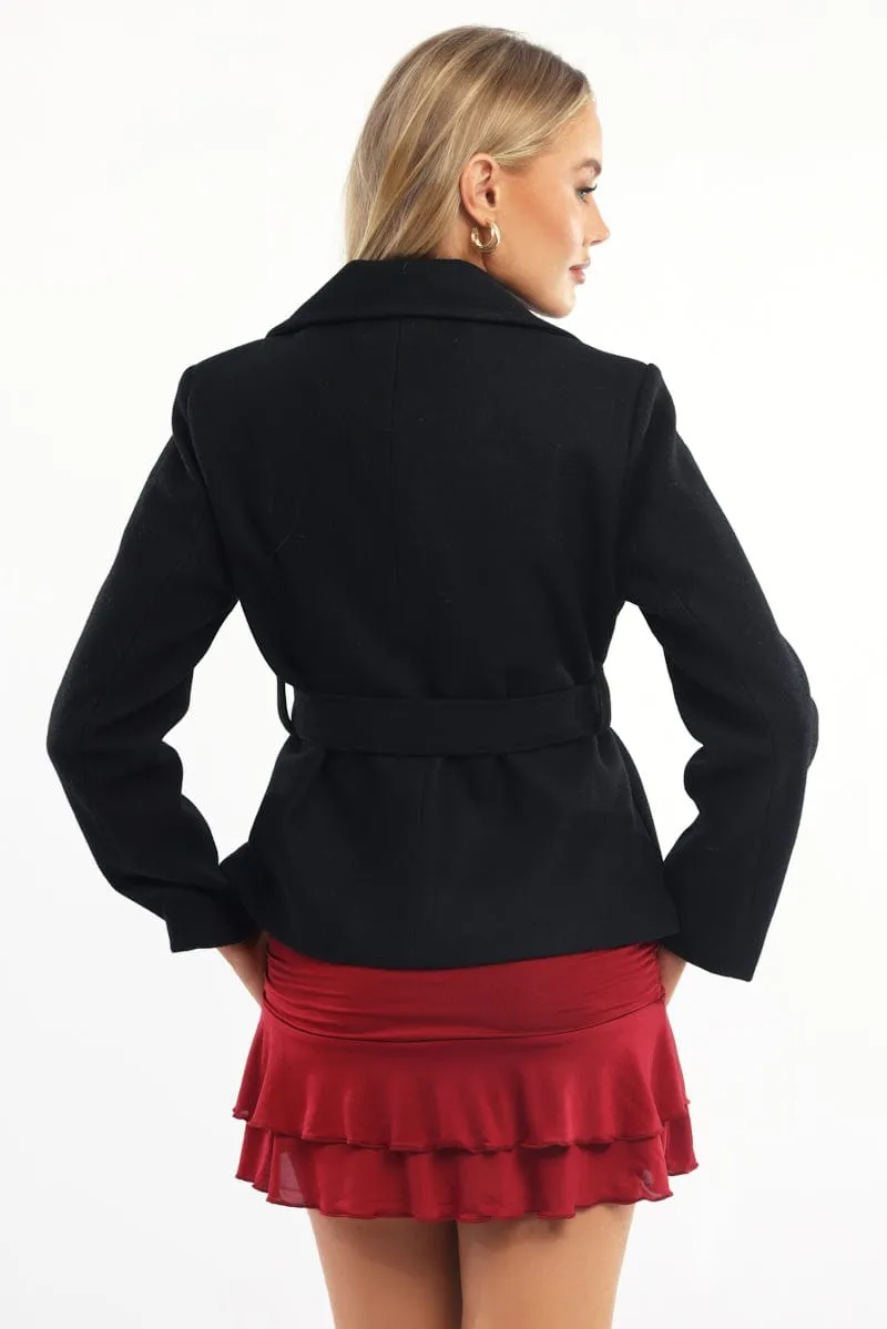 Black Cropped Coat sold by Ally Fashion product image thumbnail 4
