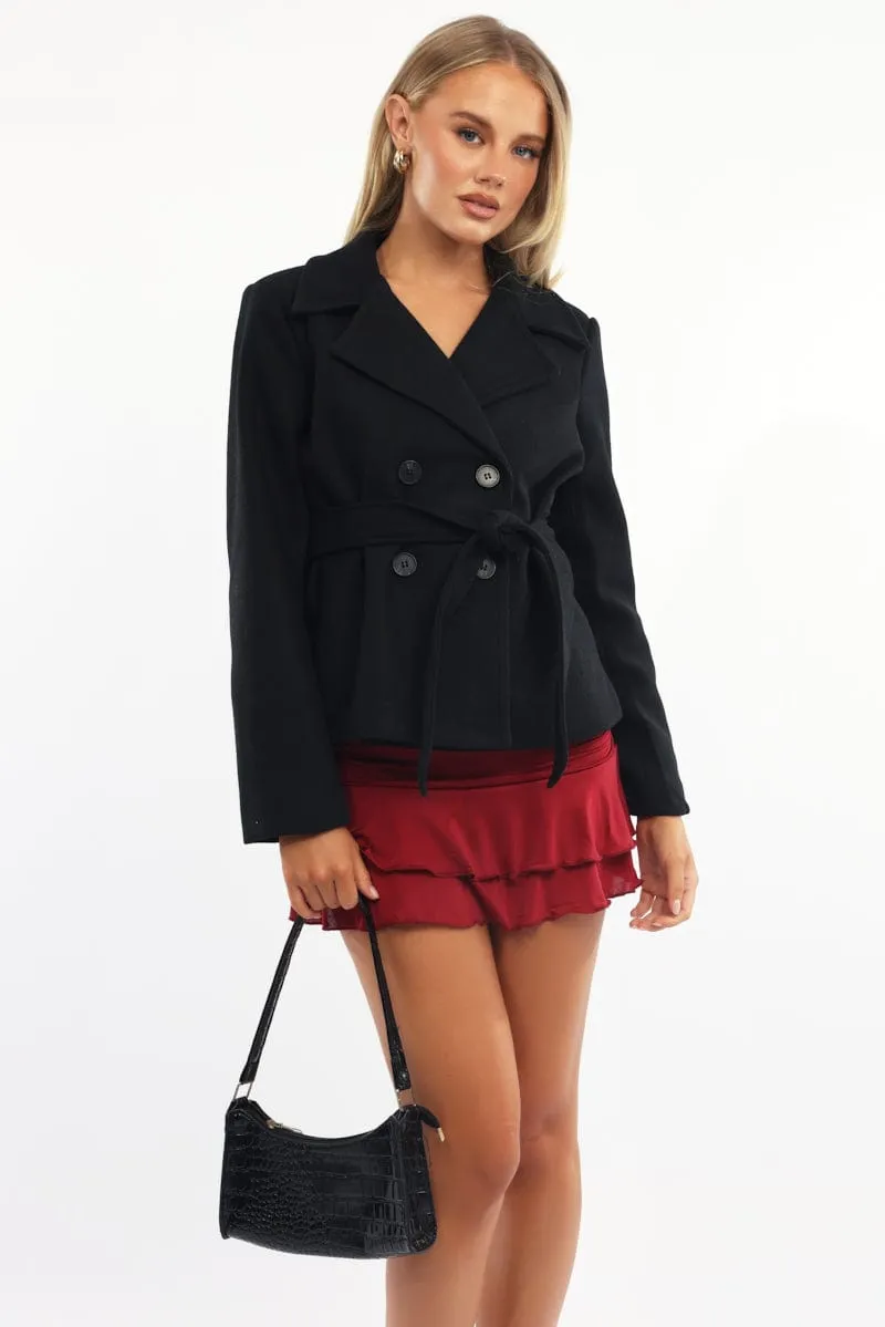 Black Cropped Coat sold by Ally Fashion