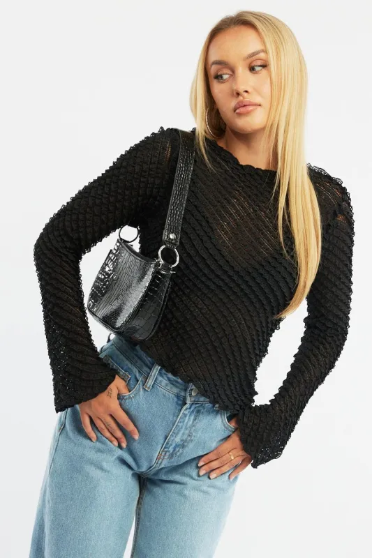 Black Top Long Sleeve sold by Ally Fashion