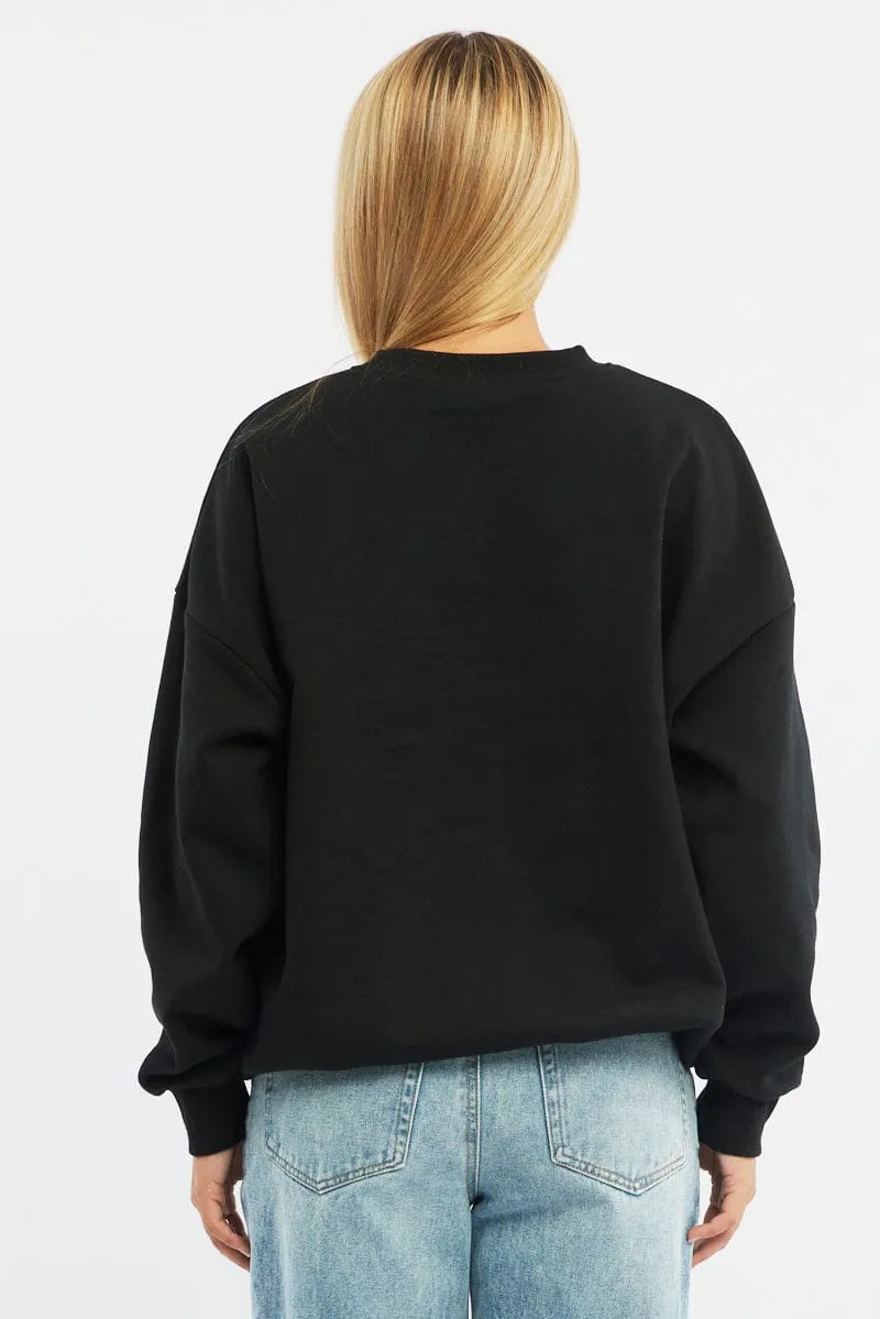 Black Graphic Sweater Long Sleeve sold by Ally Fashion product image thumbnail 4
