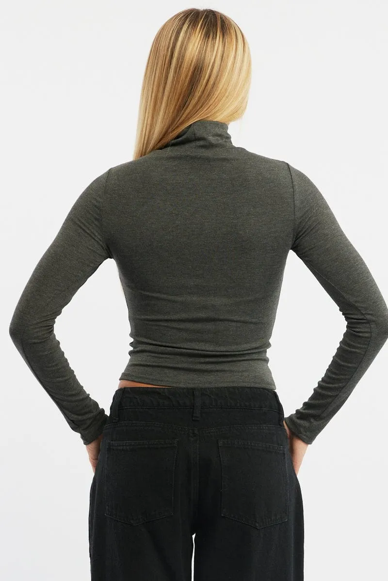 Grey Turtleneck Top Long Sleeve sold by Ally Fashion product image thumbnail 4