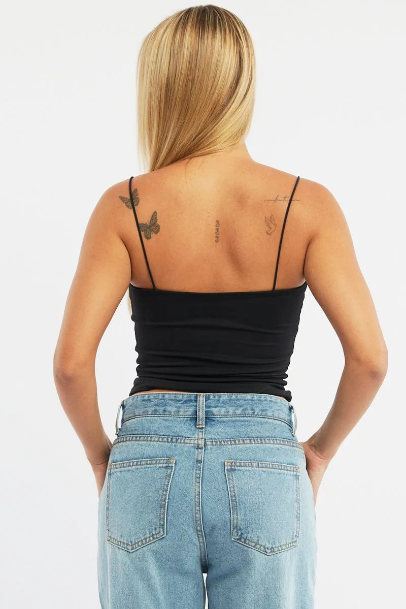 Black Supersoft Cami Top Double Layer sold by Ally Fashion product image thumbnail 4