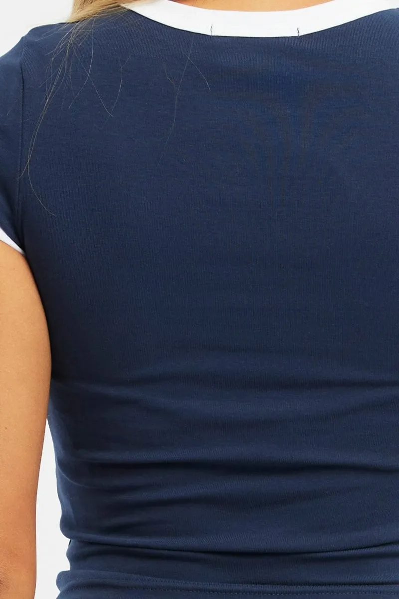 Blue Graphic Tee Short Sleeve sold by Ally Fashion product image thumbnail 5