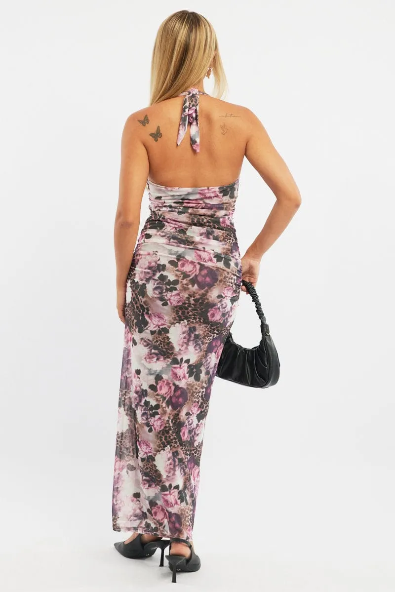 Brown Animal Print Bodycon Dress Halter Neck sold by Ally Fashion product image thumbnail 5