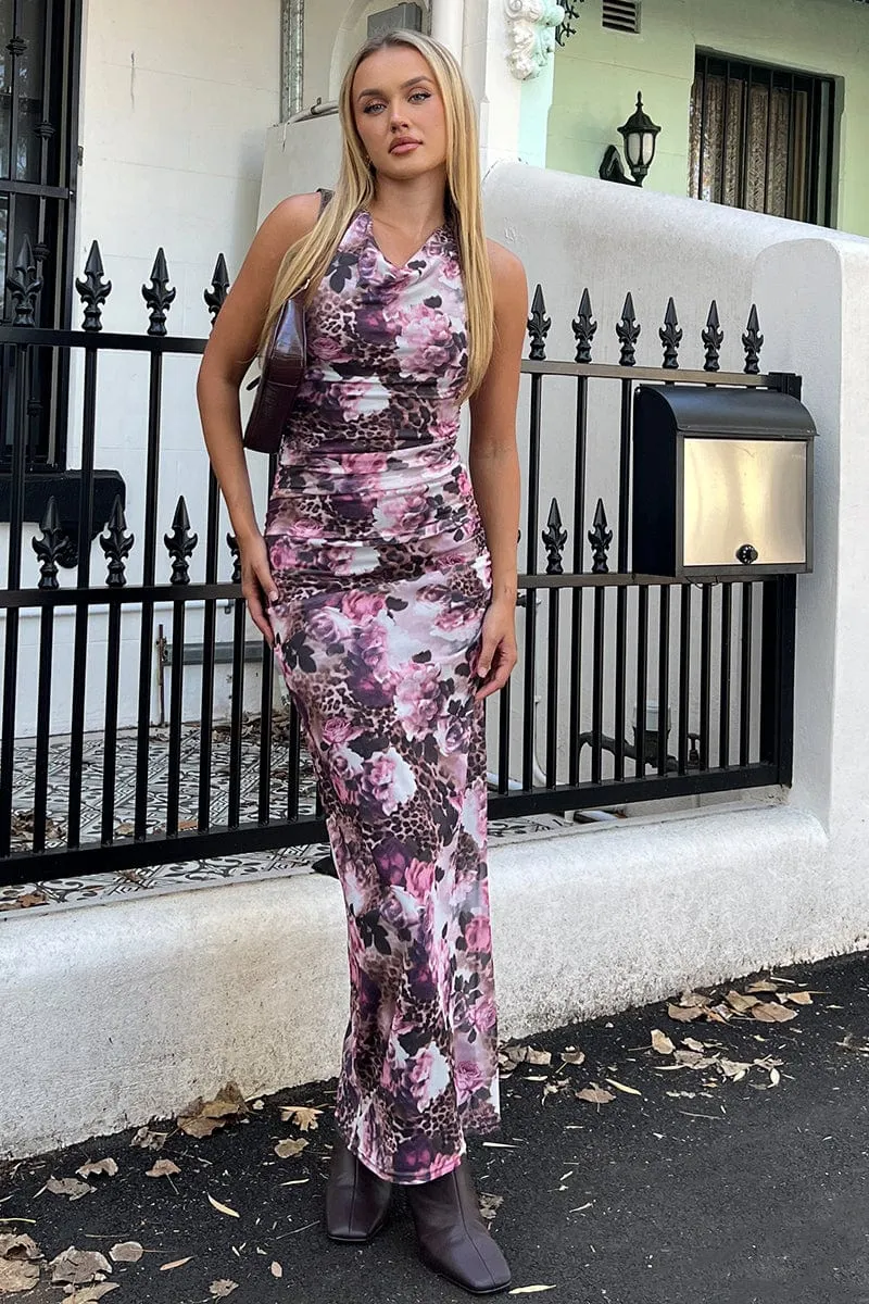 Brown Animal Print Bodycon Dress Halter Neck sold by Ally Fashion