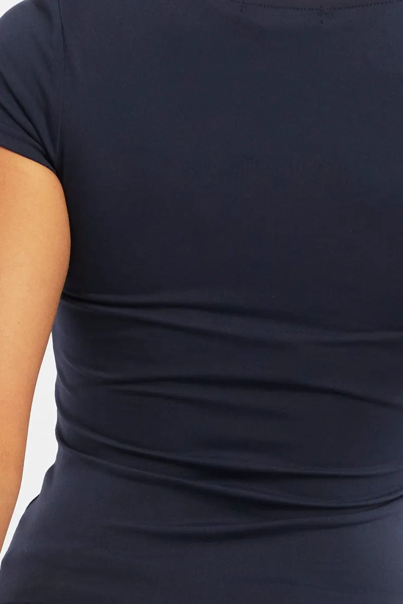 Blue Supersoft Top Short Sleeve Cross Over sold by Ally Fashion product image thumbnail 5