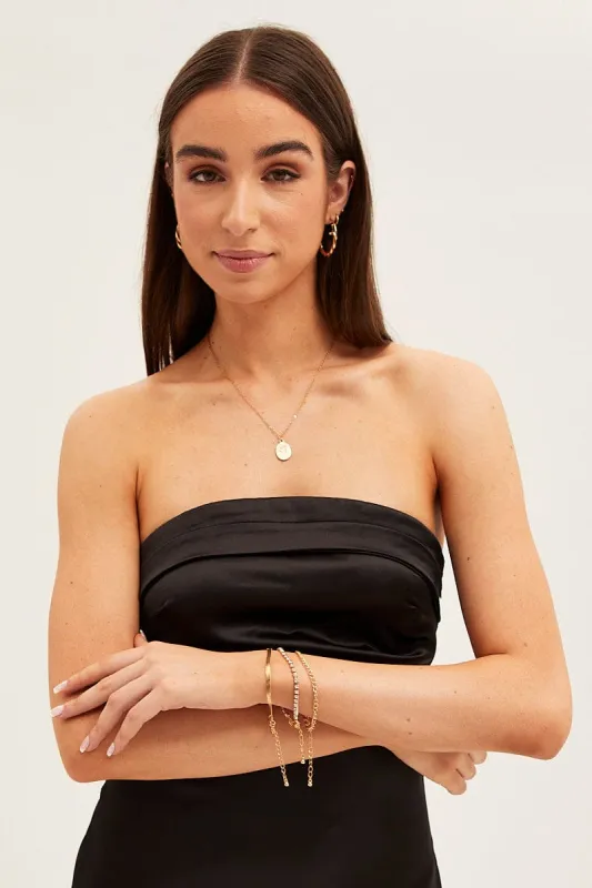 Gold 3 Pack Rhinestone Chain Bracelet sold by Ally Fashion