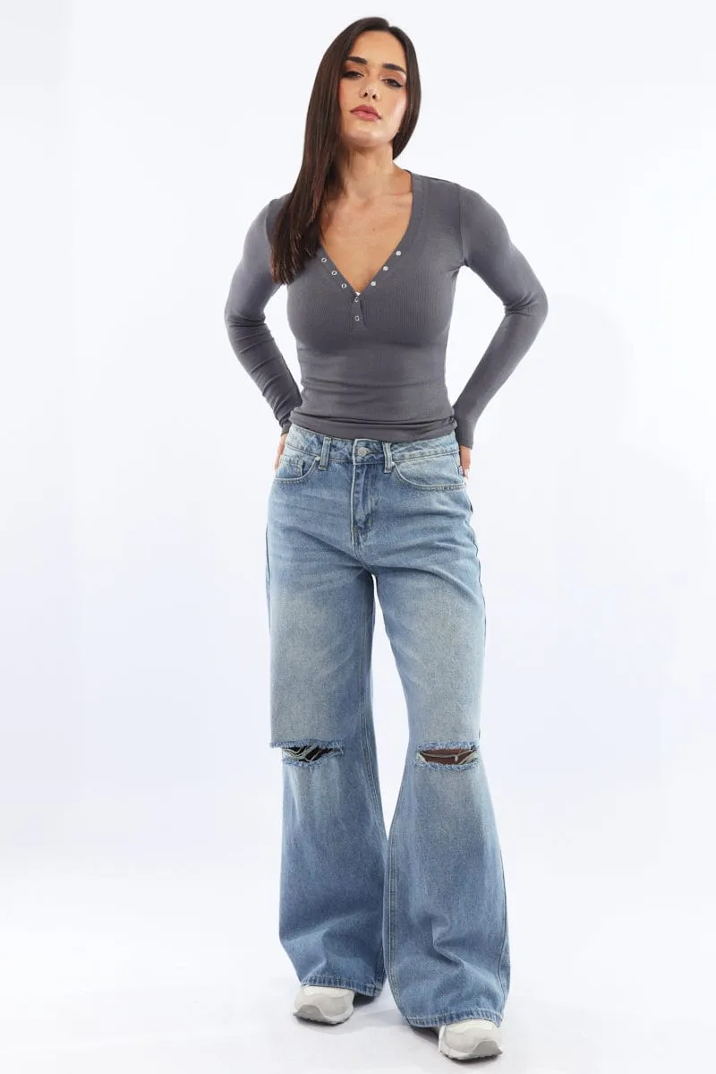 Denim Baggy Jeans Low Rise sold by Ally Fashion
