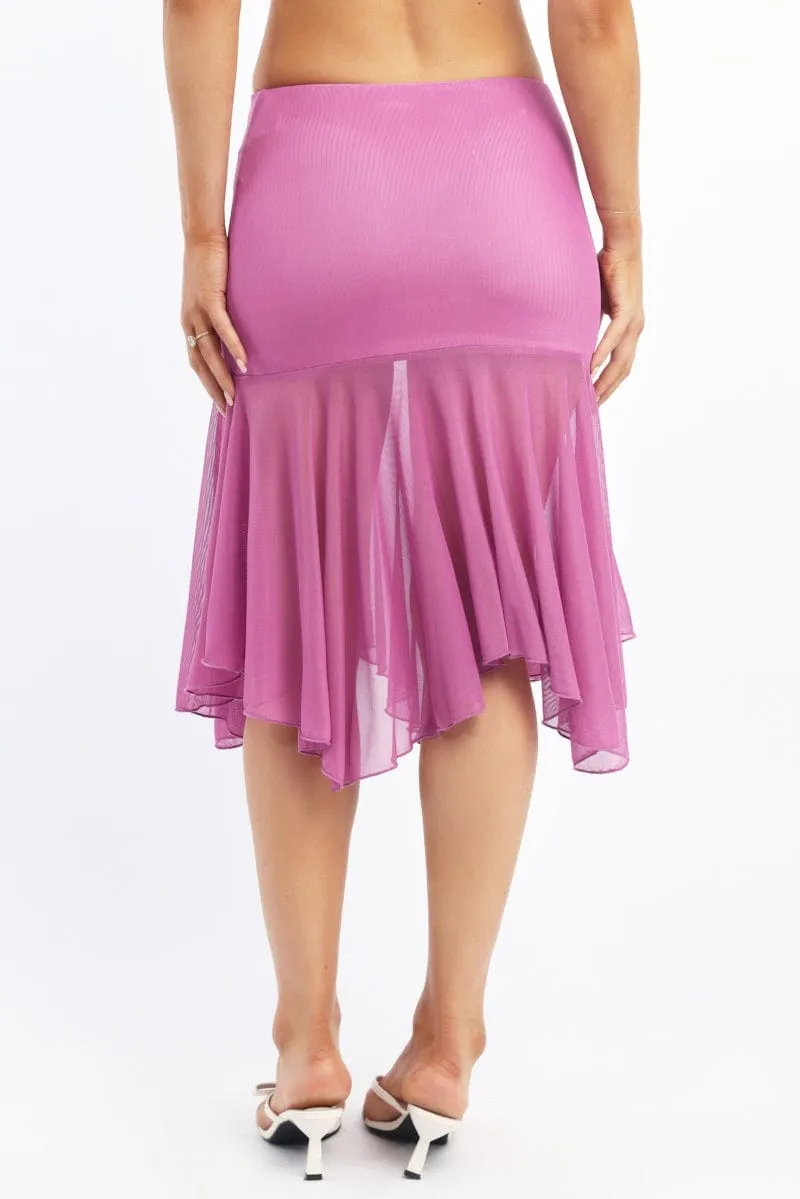 Purple Midi Skirt Scarf Hem Asymmetric Mesh Lined sold by Ally Fashion product image thumbnail 4