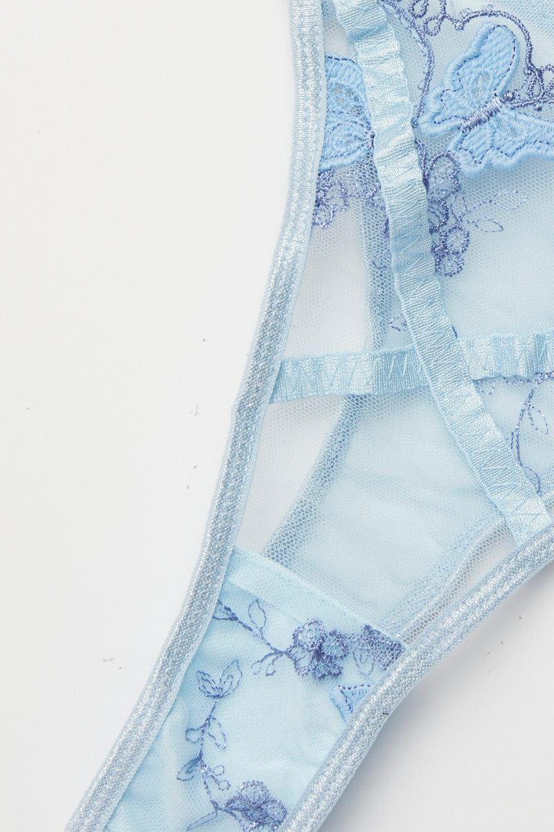 Blue Butterfly Embroidery Lingerie Set sold by Ally Fashion product image thumbnail 4