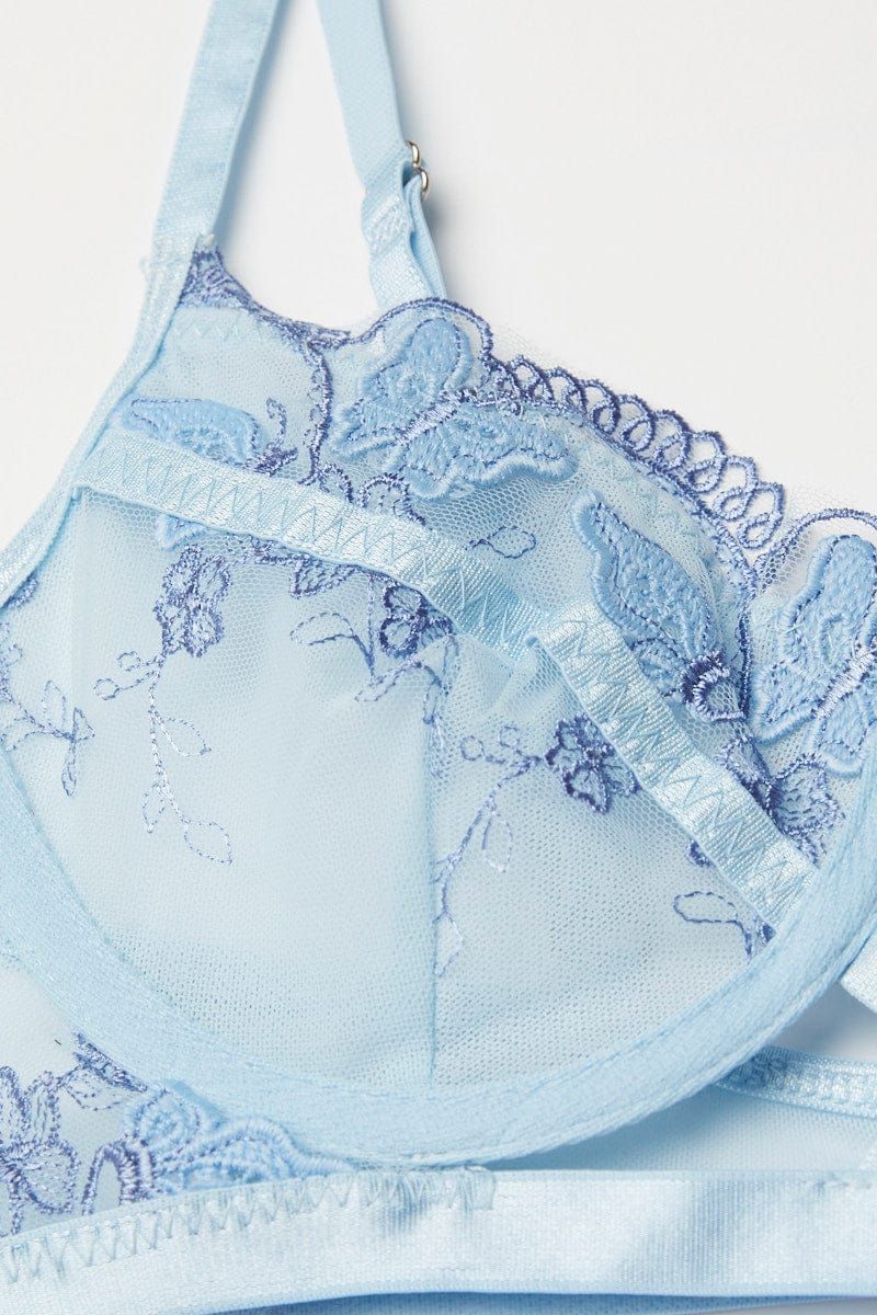 Blue Butterfly Embroidery Lingerie Set sold by Ally Fashion product image thumbnail 2