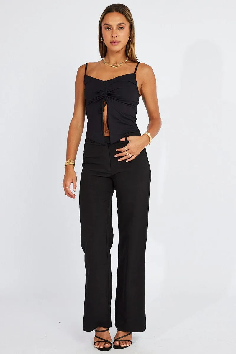 Black Straight Fit Pants Mid Rise sold by Ally Fashion product image thumbnail 3