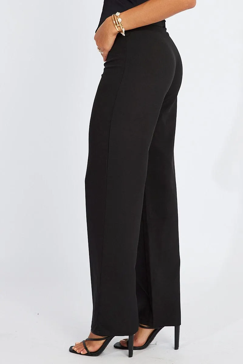 Black Straight Fit Pants Mid Rise sold by Ally Fashion product image thumbnail 4