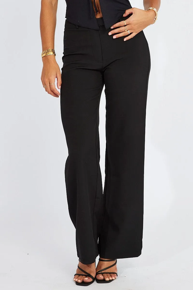 Black Straight Fit Pants Mid Rise sold by Ally Fashion product image thumbnail 2