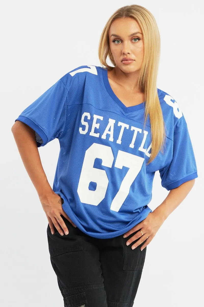 Blue Sport Tee V-neck sold by Ally Fashion