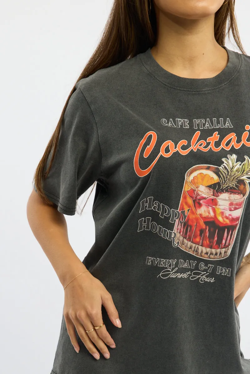 Grey Graphic Tee Short Sleeve Garment Washed sold by Ally Fashion product image thumbnail 5