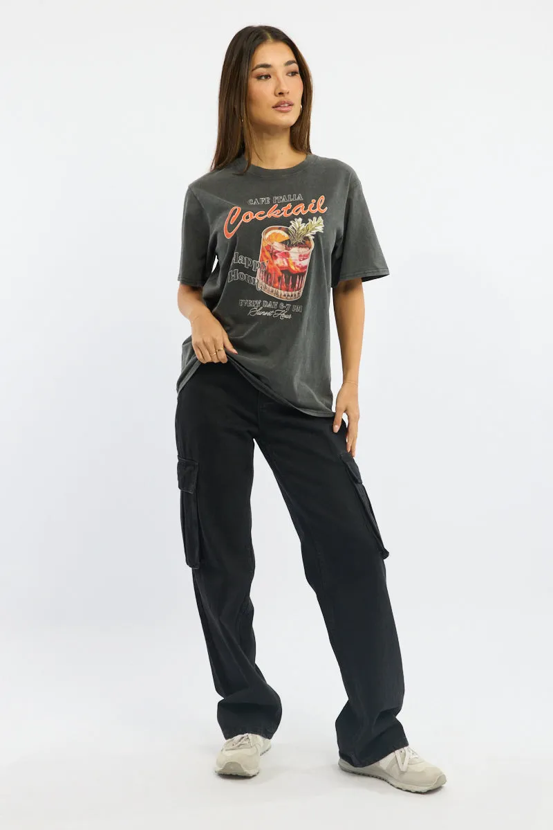 Grey Graphic Tee Short Sleeve Garment Washed sold by Ally Fashion product image thumbnail 2