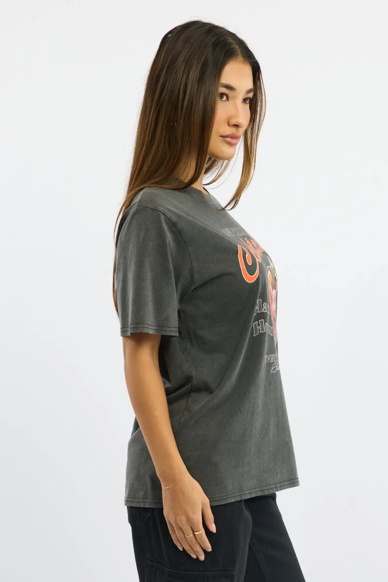 Grey Graphic Tee Short Sleeve Garment Washed sold by Ally Fashion product image thumbnail 3