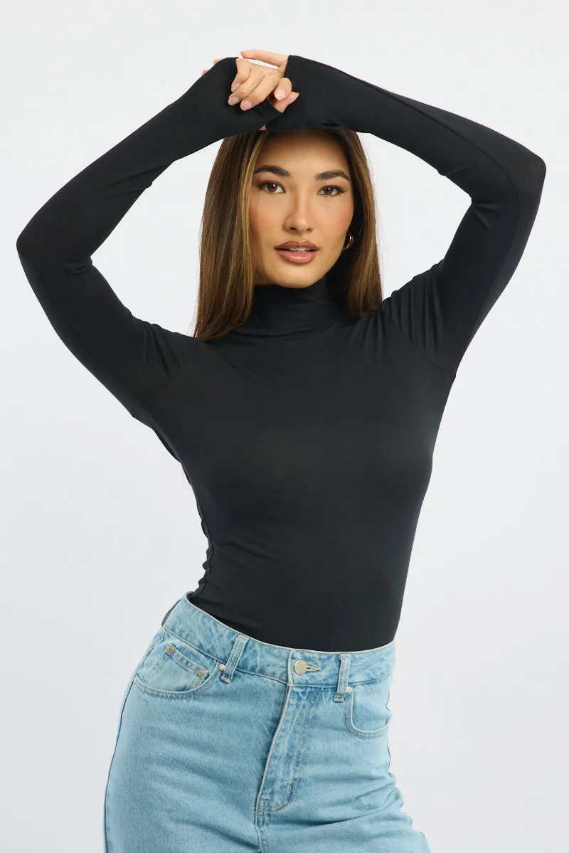 Black Turtleneck Top Long Sleeve sold by Ally Fashion