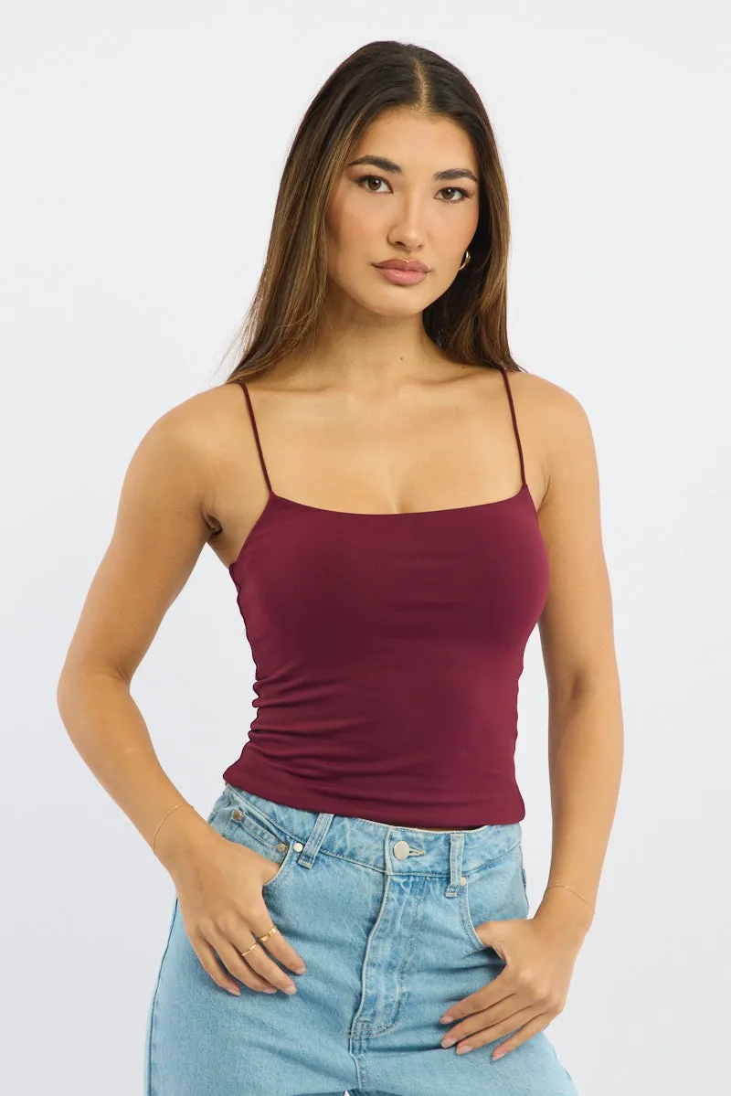 Red Supersoft Cami Top Double Layer sold by Ally Fashion