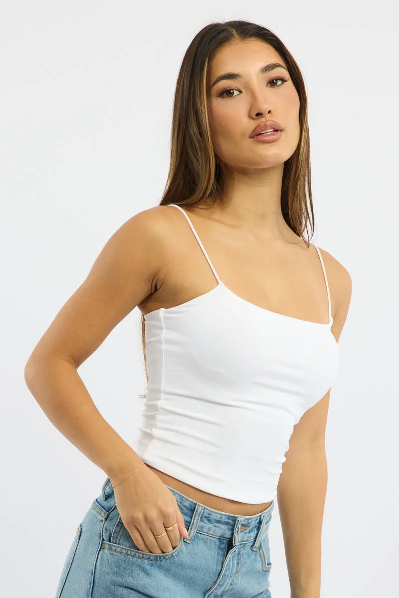 White Supersoft Cami Top Double Layer sold by Ally Fashion