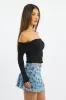 Blue Floral Mini Skirt Elastic Waist Skater Layered Burnout sold by Ally Fashion