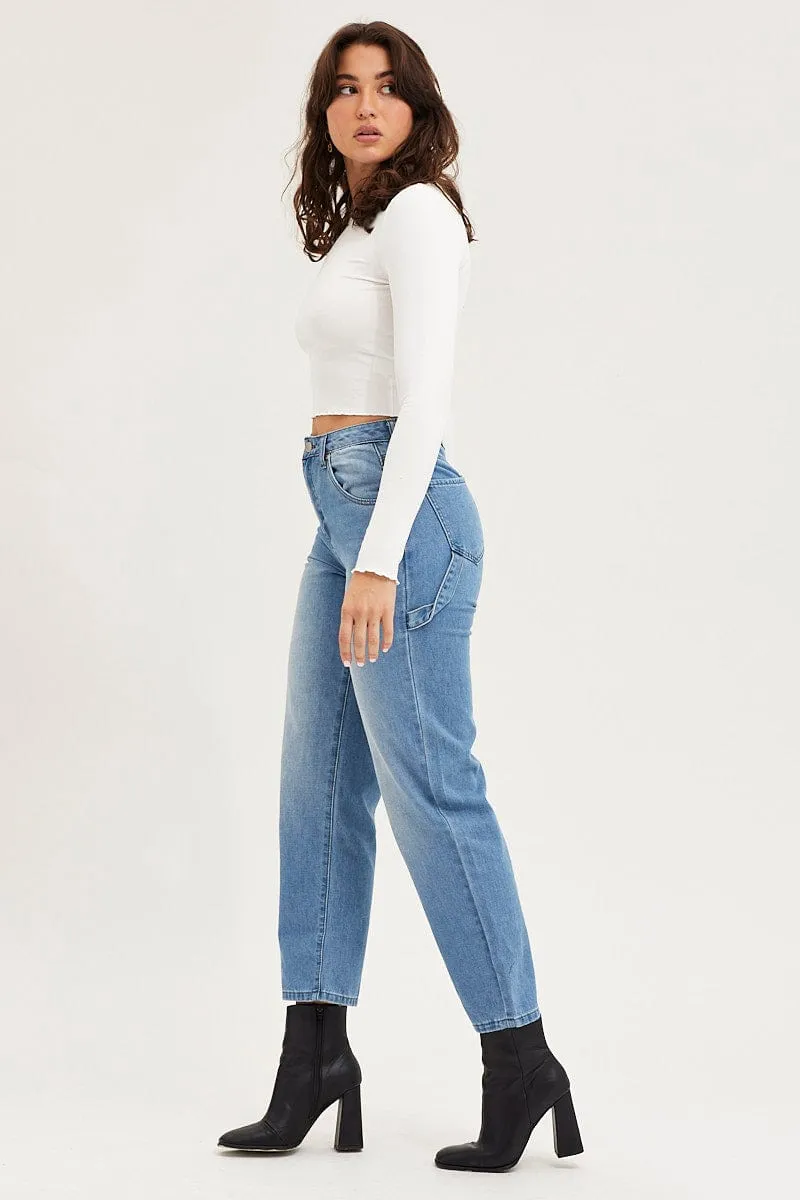 Blue Carpenter Denim Jeans High Rise sold by Ally Fashion product image thumbnail 4