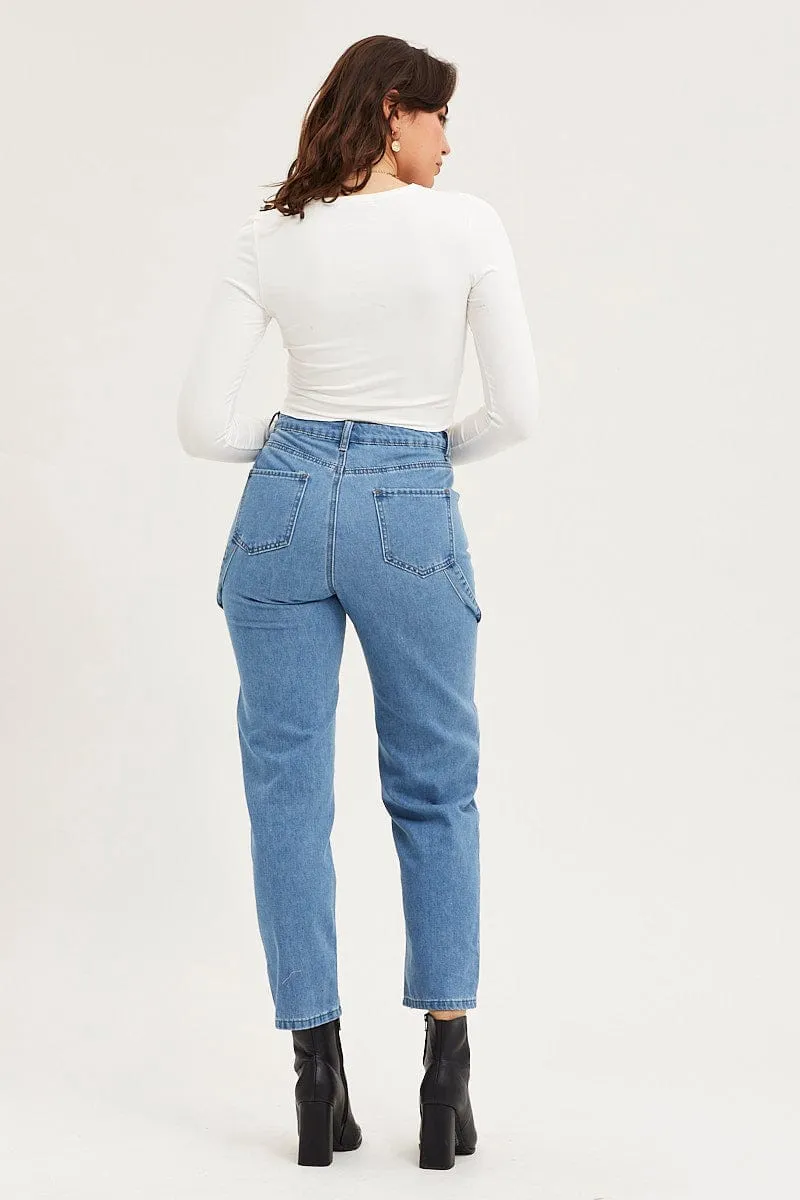 Blue Carpenter Denim Jeans High Rise sold by Ally Fashion product image thumbnail 5