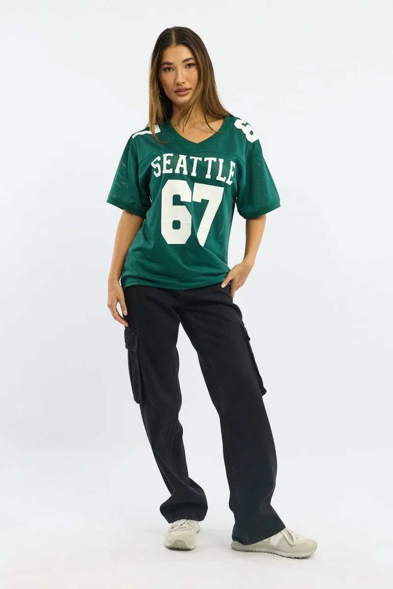 Green Sport Tee V-neck sold by Ally Fashion product image thumbnail 2