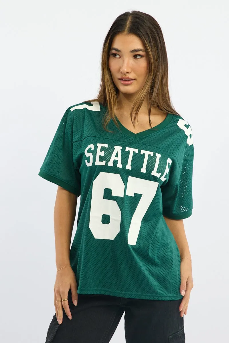 Green Sport Tee V-neck sold by Ally Fashion