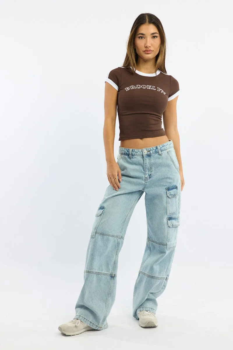 Brown Graphic Tee Short Sleeve sold by Ally Fashion product image thumbnail 2