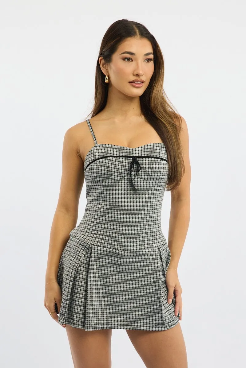 Black Check Mini Dress Pleated sold by Ally Fashion