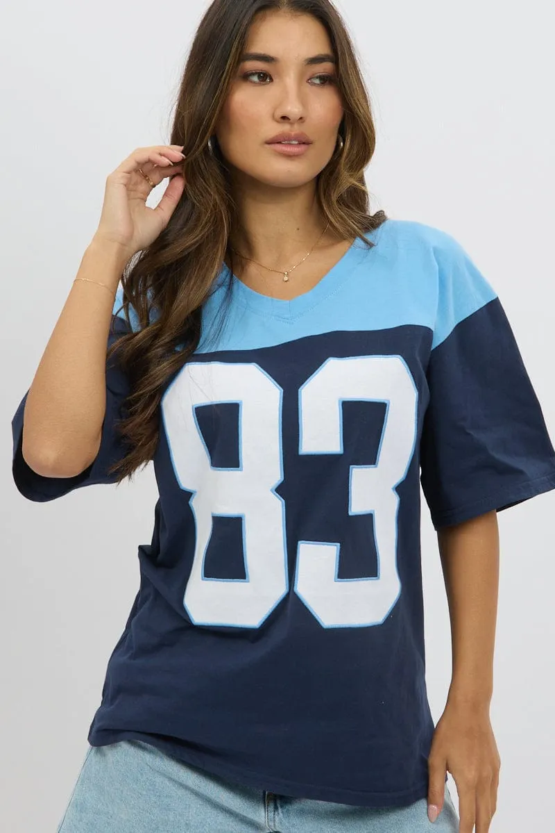 Blue Sport Tee V-neck sold by Ally Fashion product image thumbnail 2