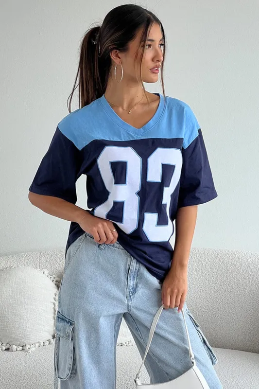 Blue Sport Tee V-neck sold by Ally Fashion