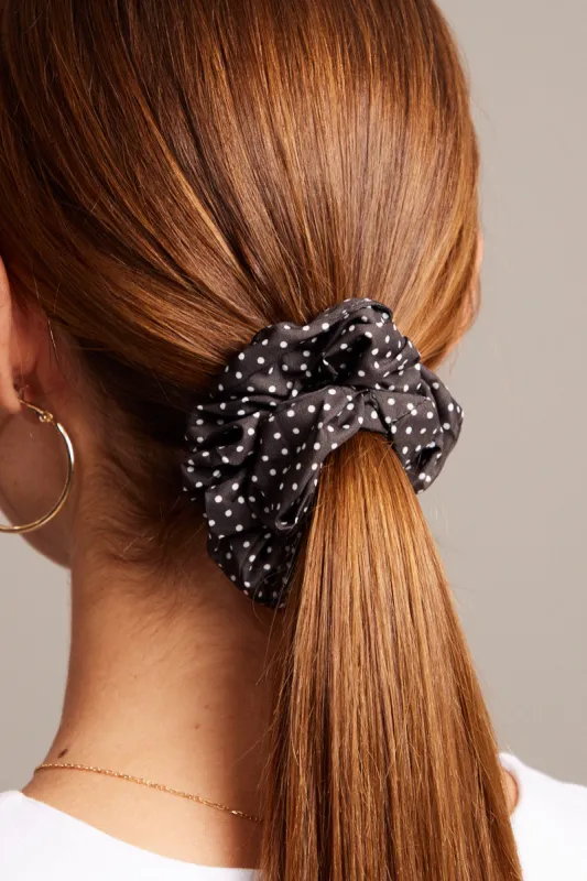 Brown Polka Dot Polka Dot Print Scrunchie sold by Ally Fashion