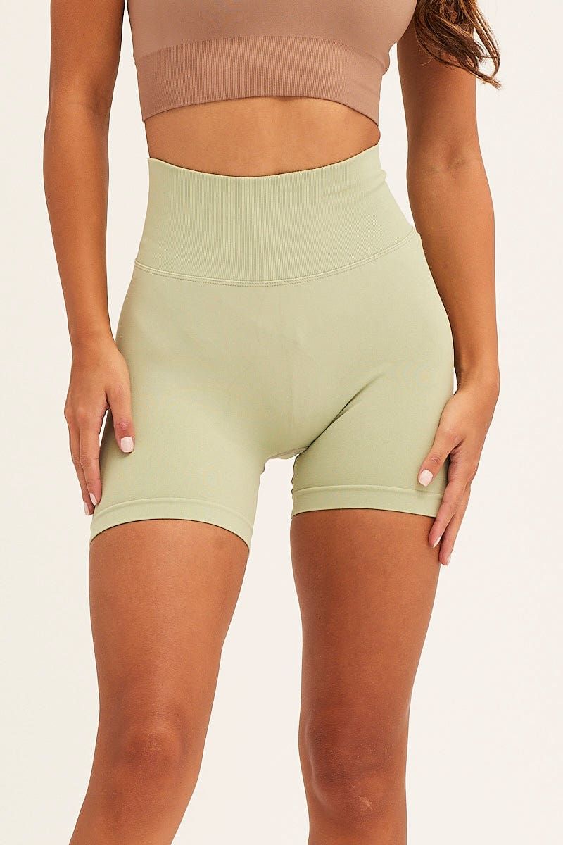 Green Seamless Bike Shorts sold by Ally Fashion product image thumbnail 2
