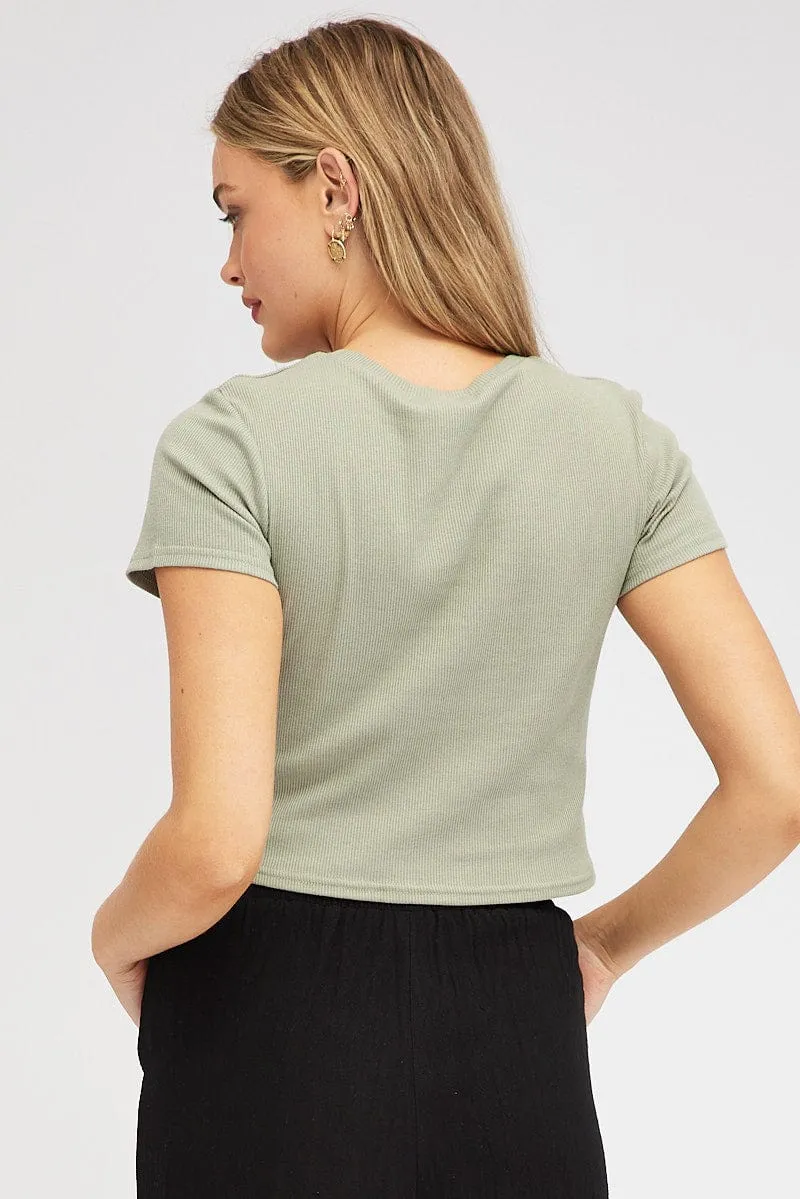 Green T Shirt Short Sleeve Crew Neck sold by Ally Fashion product image thumbnail 5