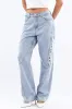 Denim Lace Up Wide Leg Jeans sold by Ally Fashion