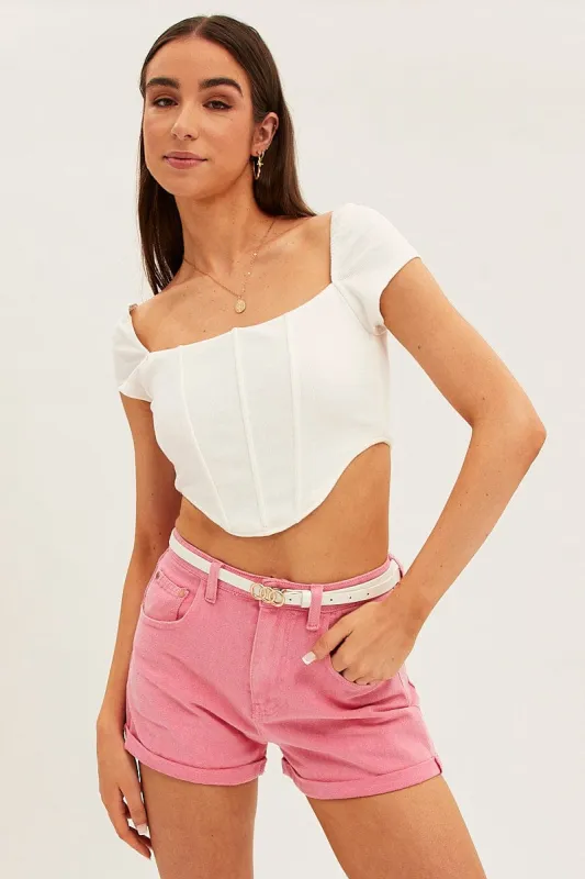 White Round Buckle Belt sold by Ally Fashion