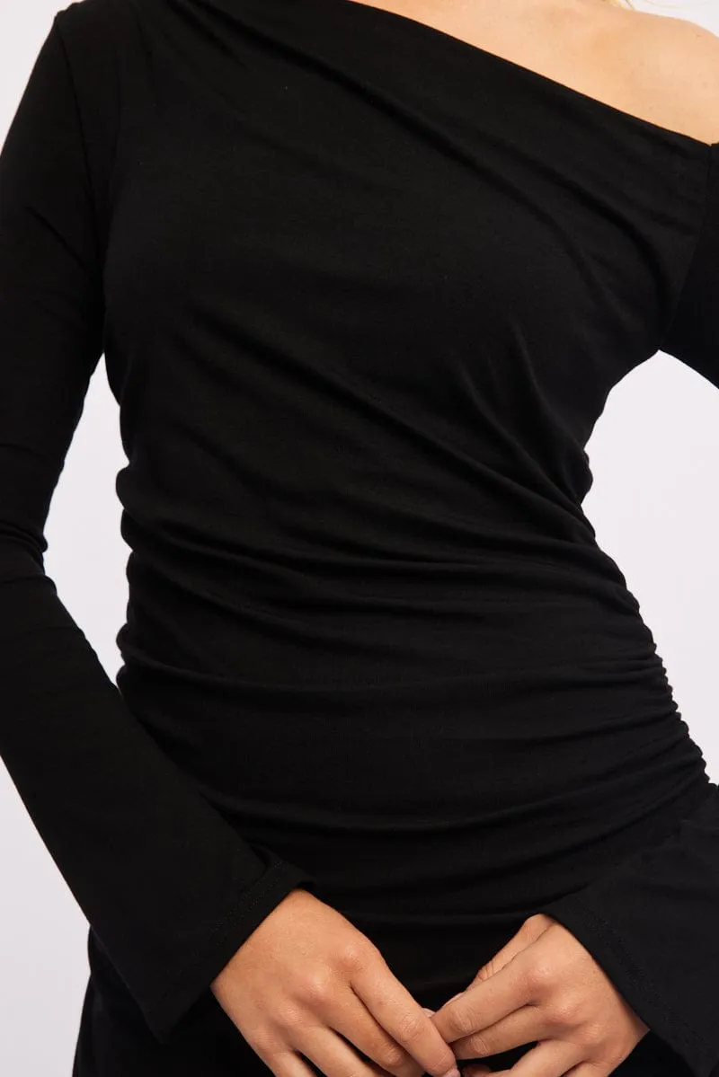 Black Off Shoulder Mini Dress Long Sleeve sold by Ally Fashion product image thumbnail 5