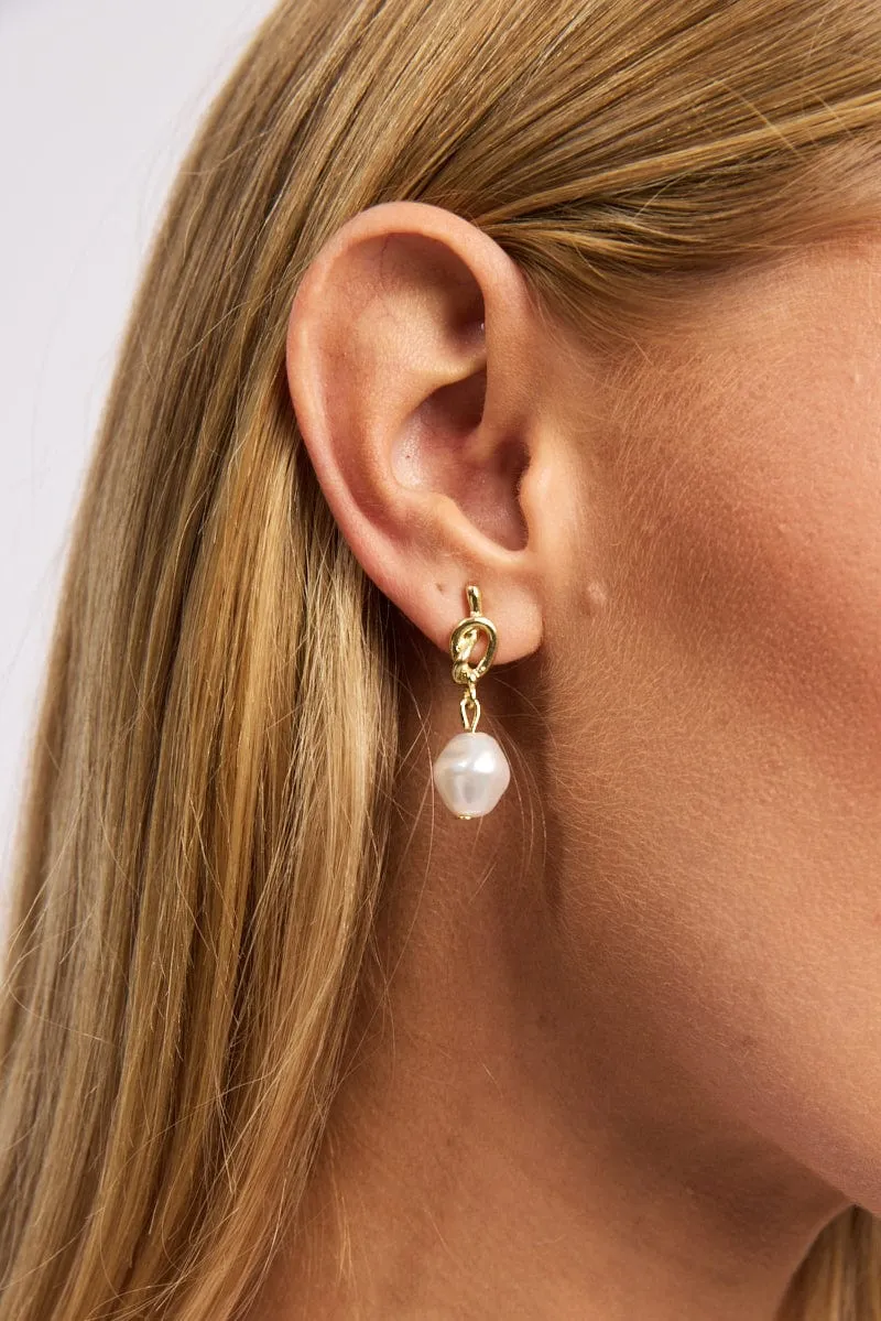 Gold Knotted Detail Earrings sold by Ally Fashion