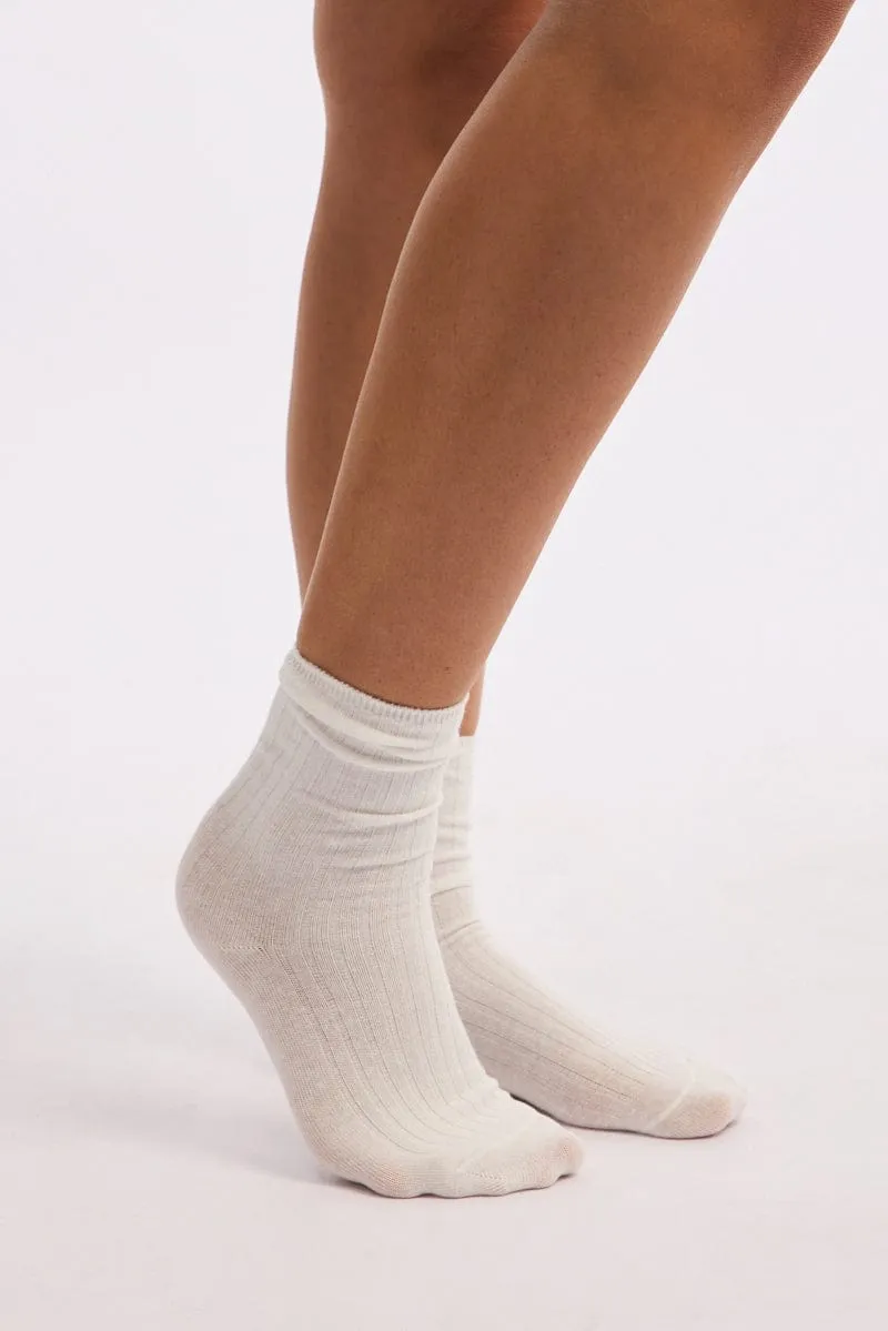 White Ribbed Socks sold by Ally Fashion