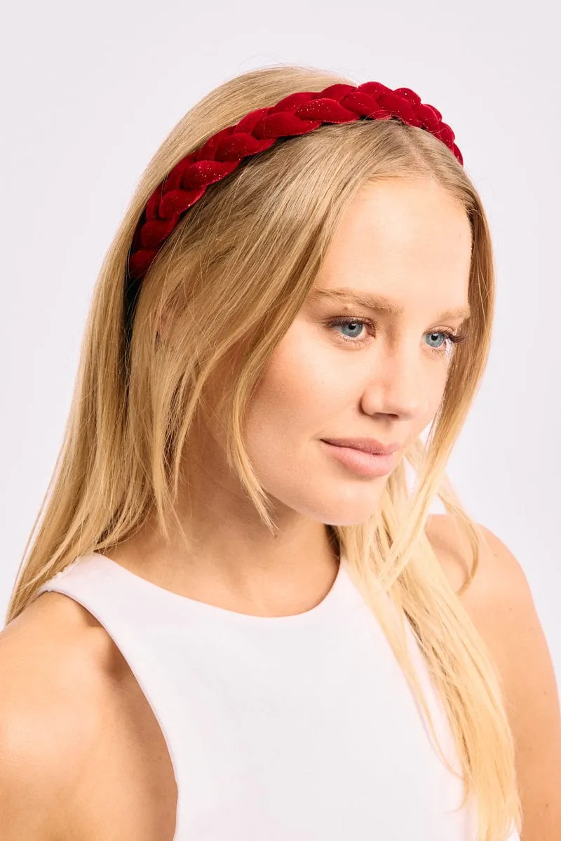 Red Velvet Headband Hairband sold by Ally Fashion