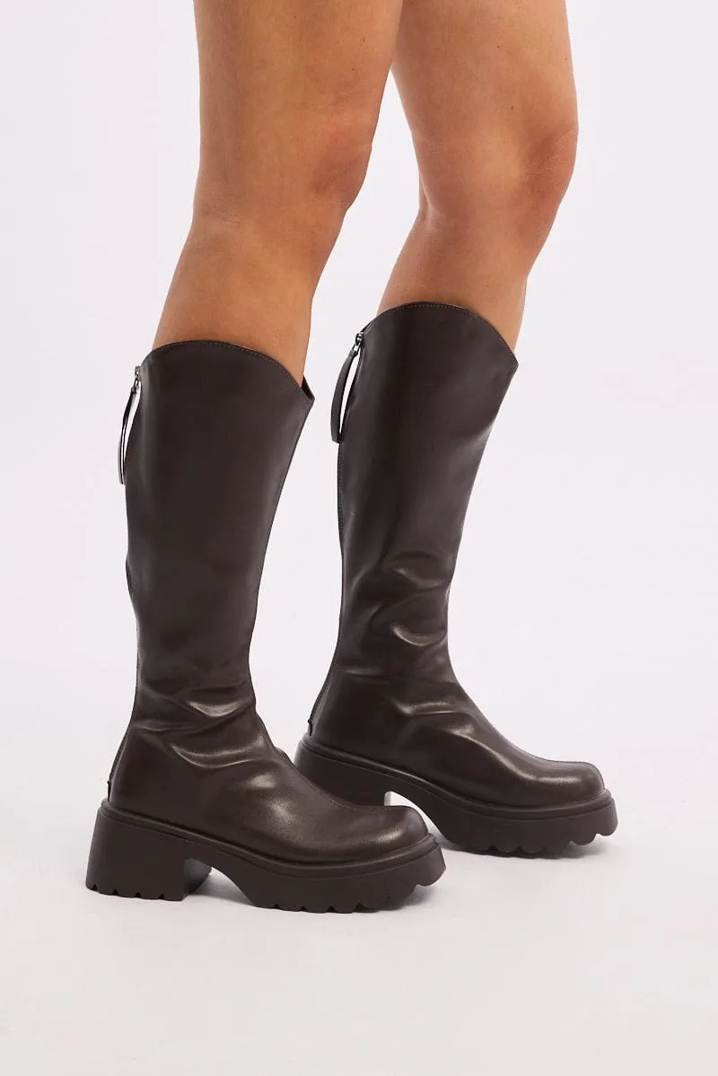 Brown Knee High Boots sold by Ally Fashion product image thumbnail 2