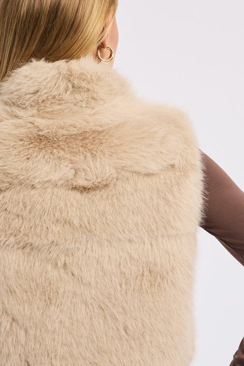 Beige Faux Fur Vest sold by Ally Fashion product image thumbnail 5