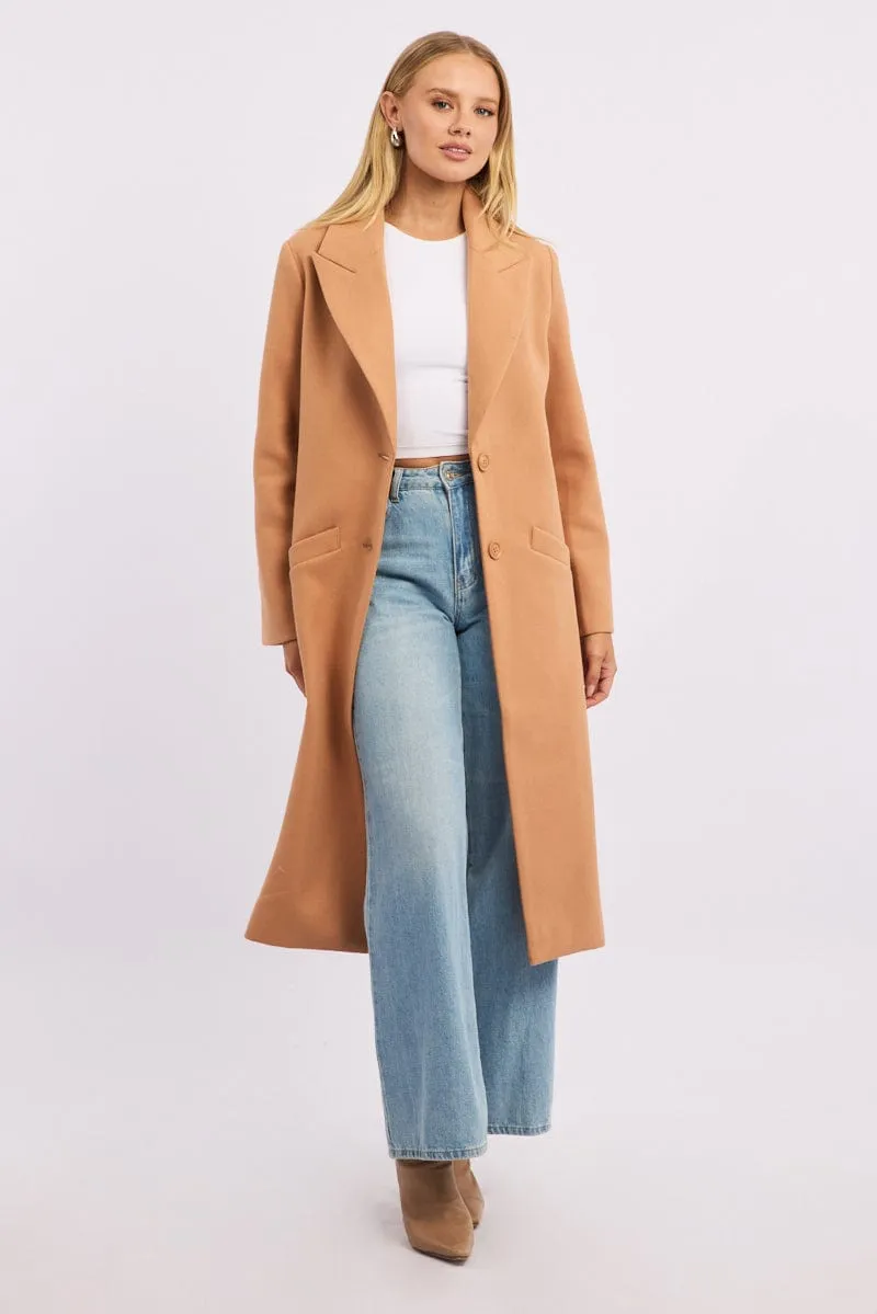 Beige Oversized Coat sold by Ally Fashion